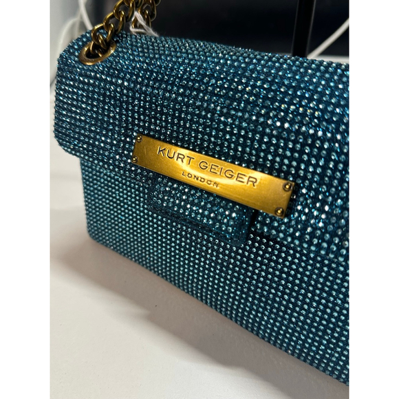 Women's Kurt Geiger Teal Gold Rhinestone Mini Bag One Size - Picture 3 of 12